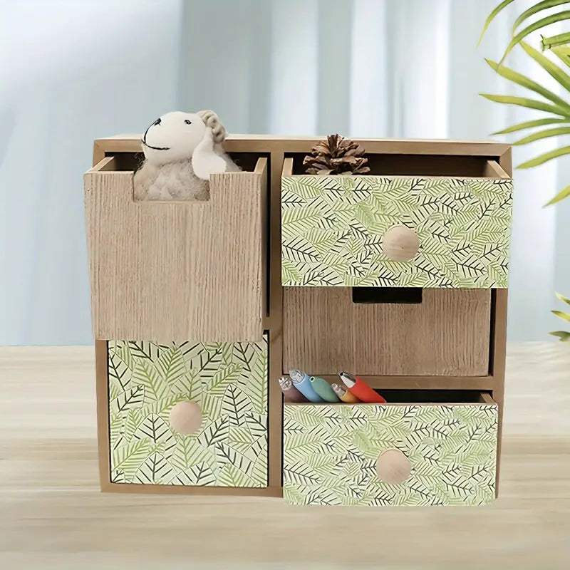 Exquisite Applique Drawer Box Storage - Wood Color