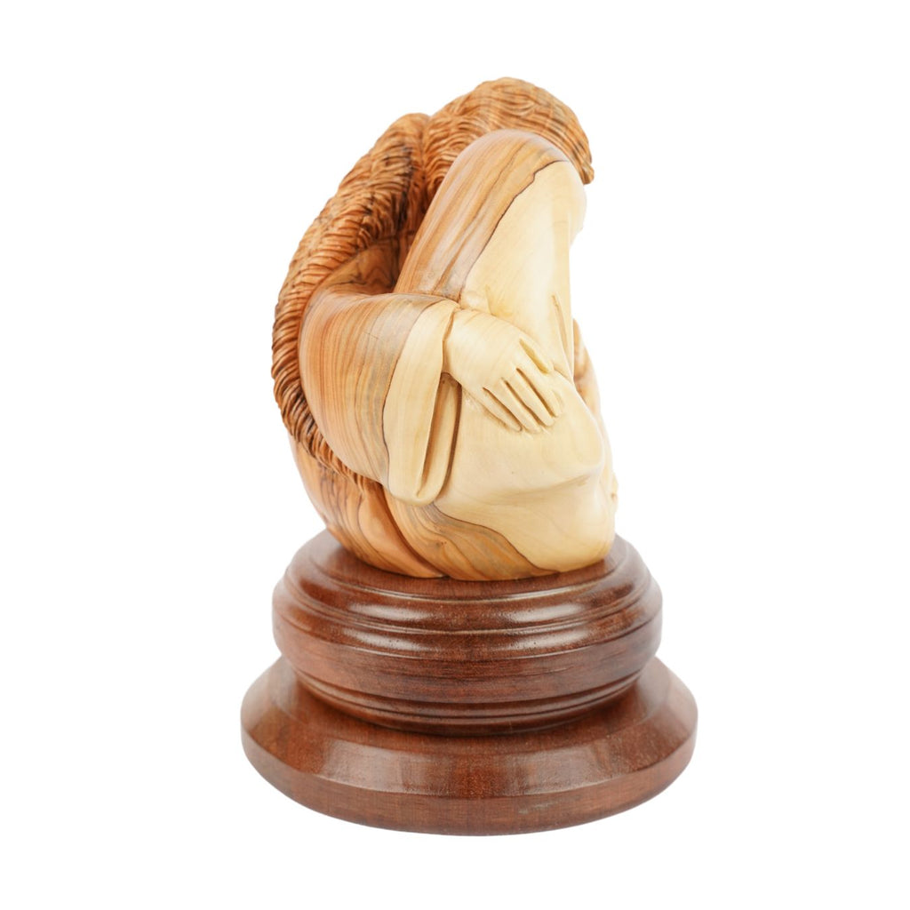Holy Family in a circle of love – Hand-carved olive wood sculpture from Bethlehem (21 cm)