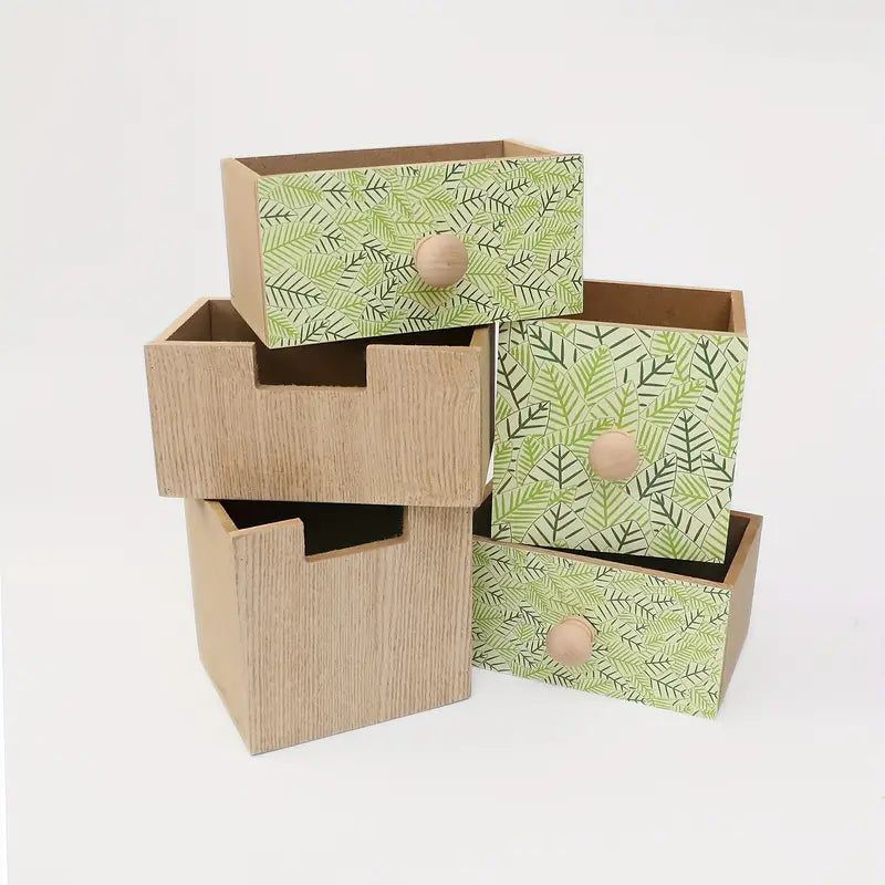 Exquisite Applique Drawer Box Storage - Wood Color