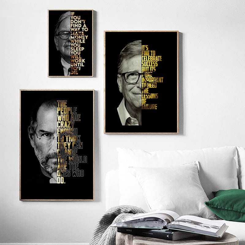 Poster Motivation Zitate Bill Gates Warren Buffet Steve Jobs ·  Wand Deko Print  · ohne Rahmen