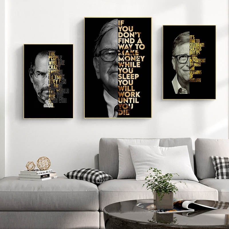 Poster Motivation Zitate Bill Gates Warren Buffet Steve Jobs ·  Wand Deko Print  · ohne Rahmen