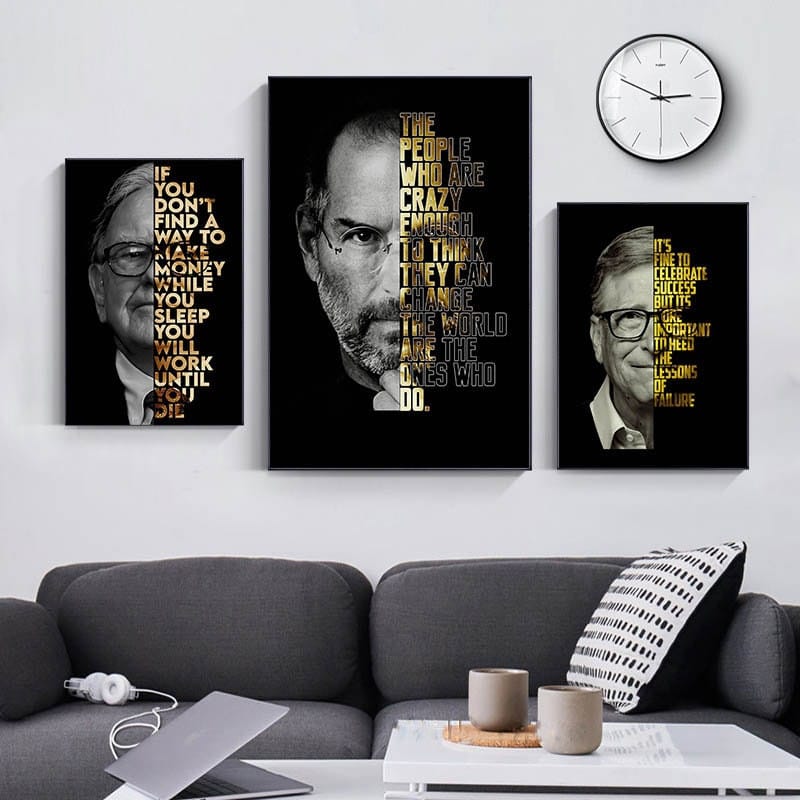 Poster Motivation Zitate Bill Gates Warren Buffet Steve Jobs ·  Wand Deko Print  · ohne Rahmen